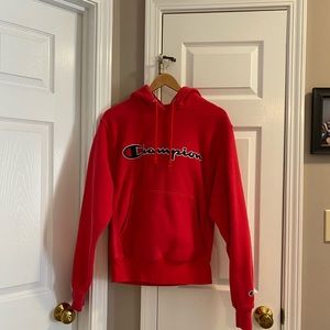 Red Champion Script Hoodie